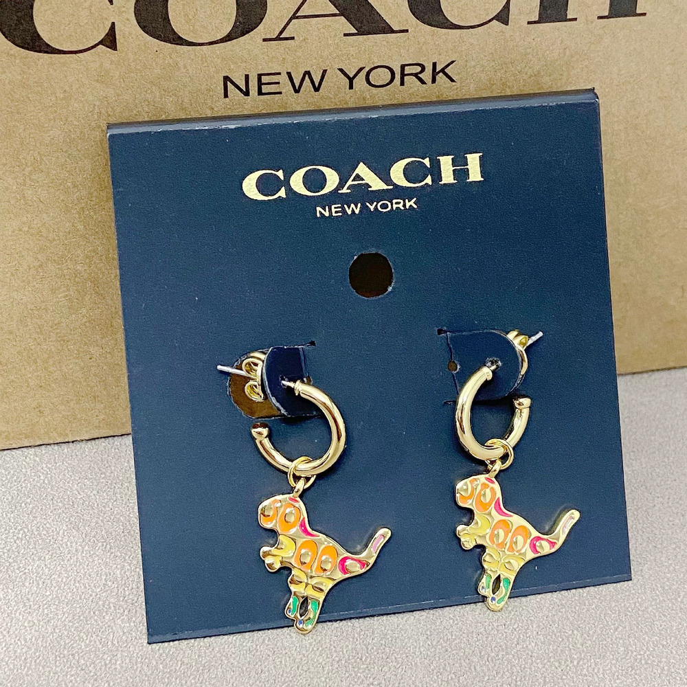 Coach Enamel Inlaid Dinosaur Pendant Earrings Set